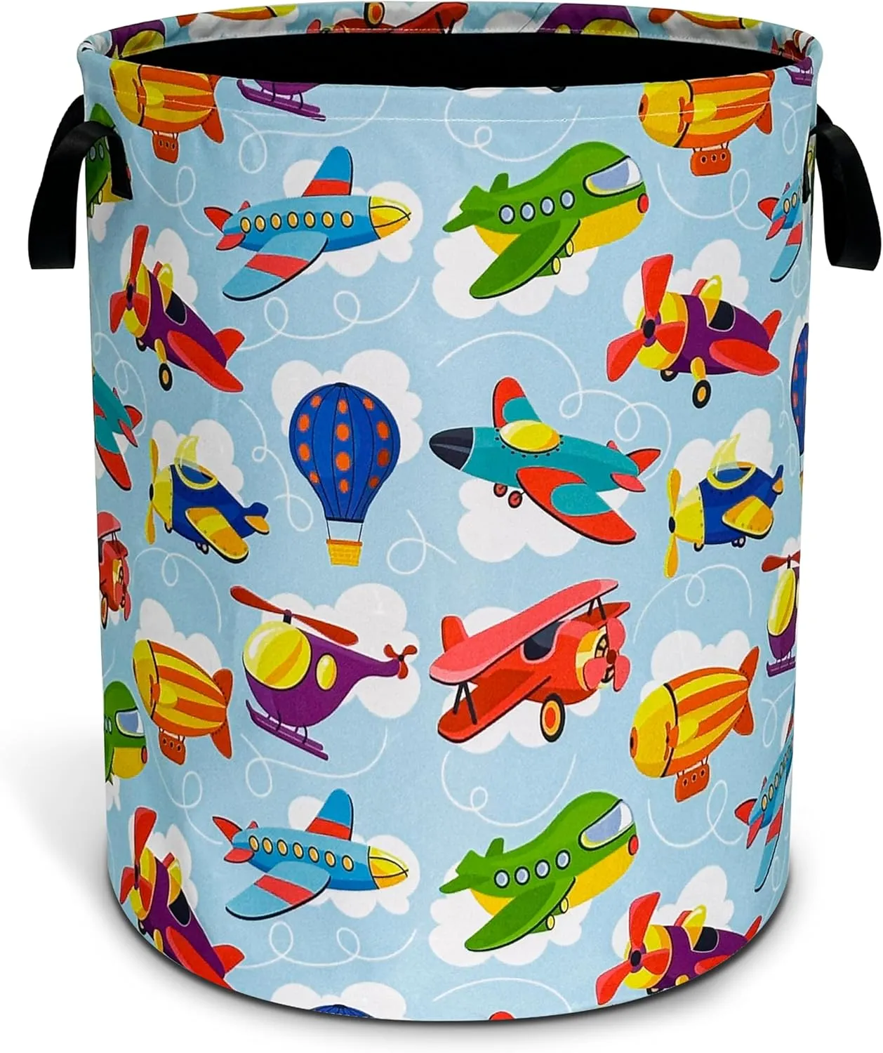 Airplane Laundry Basket Oxford Cloth Hot Air Balloon Laundry Hamper With Handle Foldable Portable Clothes Storage Basket 18.9 X 16.5 Inch Storage Bag For Laundry Room/Bathroom/Bedroom/Dormitories