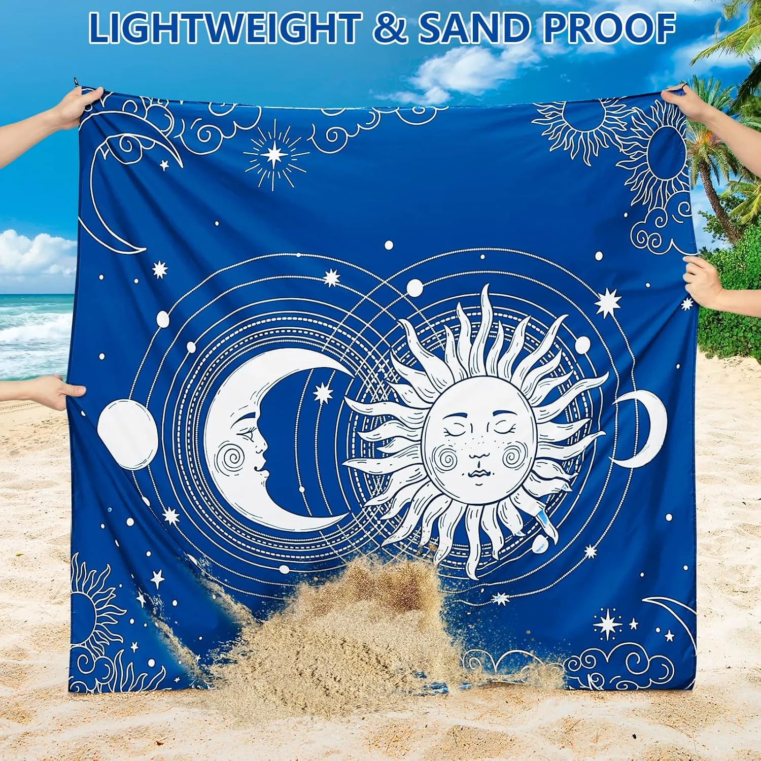 AISPARKY Beach Blanket Waterproof Sandproof, Oversized Large Beach Mat 79" X 83"/120"x108" for 1-8 Adults, Quick Drying&Compact&Lightweight, Picnic Mat Vacation Essentials for Beach Camping Travel