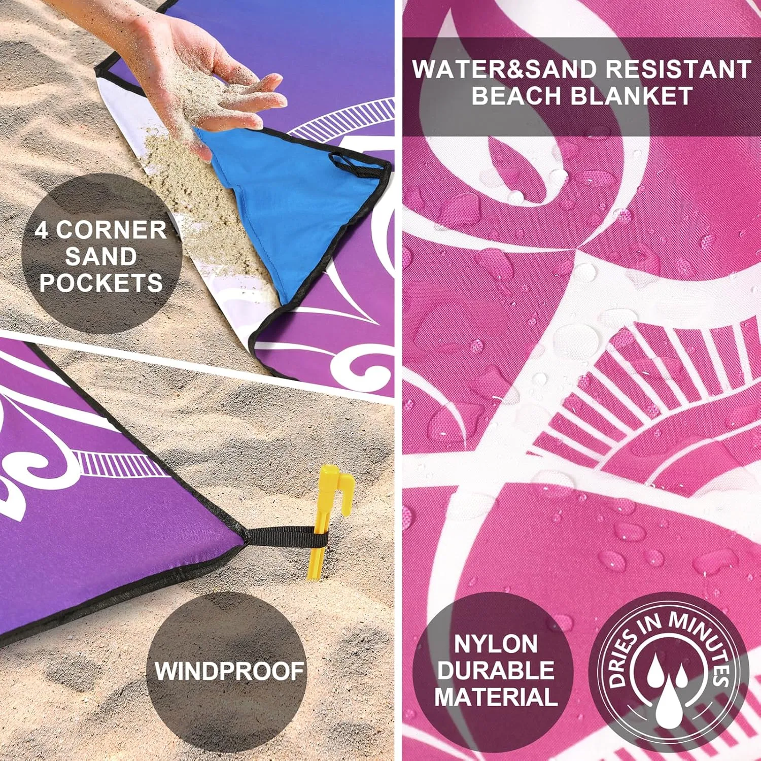 AISPARKY Beach Blanket Waterproof Sandproof, Oversized Large Beach Mat 79" X 83"/120"x108" for 1-8 Adults, Quick Drying&Compact&Lightweight, Picnic Mat Vacation Essentials for Beach Camping Travel