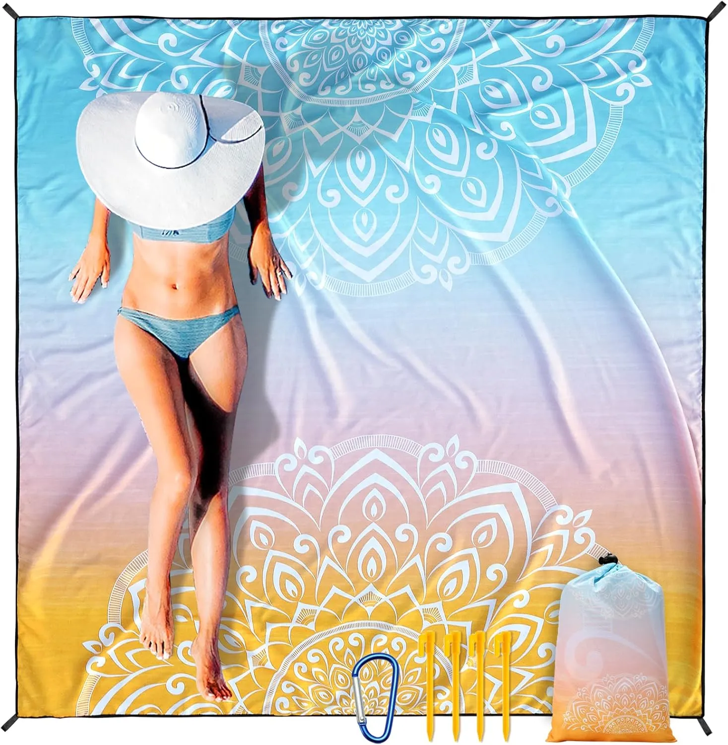 AISPARKY Beach Blanket Waterproof Sandproof, Oversized Large Beach Mat 79" X 83"/120"x108" for 1-8 Adults, Quick Drying&Compact&Lightweight, Picnic Mat Vacation Essentials for Beach Camping Travel
