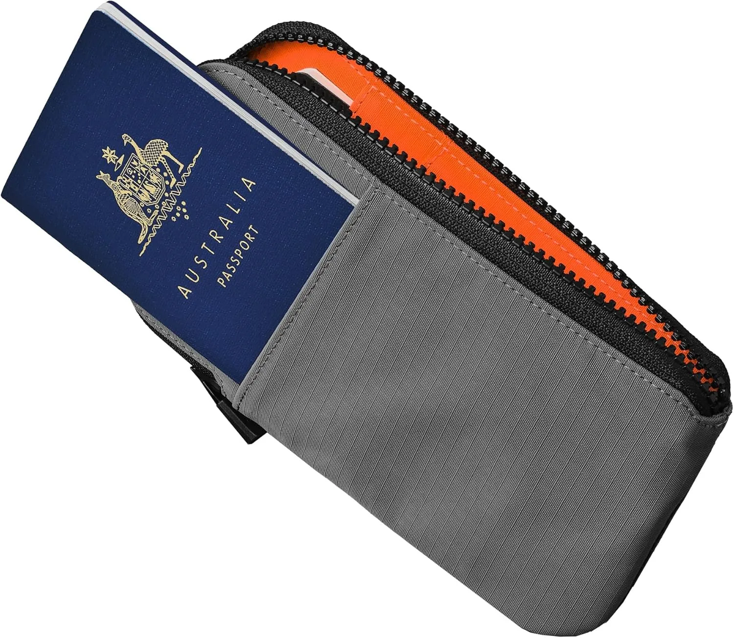 ALPAKA Zip Travel Wallet Grey Axoflux 210D - RFID Passport Holder, Self Locking Zipper Travel Wallet Tear Resistant Material, 4 Pockets and 2 Card Slots - HUB Accessories Compatible