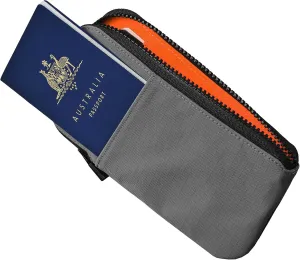 ALPAKA Zip Travel Wallet Grey Axoflux 210D - RFID Passport Holder, Self Locking Zipper Travel Wallet Tear Resistant Material, 4 Pockets and 2 Card Slots - HUB Accessories Compatible