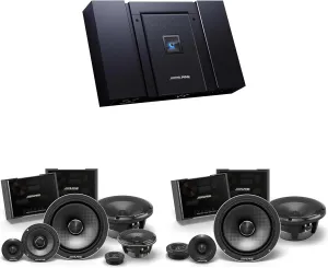 Alpine HDA-F60 Status Hi-Res 4-Ch Amp & HDZ-653S 6.5" Slim 3-Way w/HDZ-65CS Slim 6.5" Audio Upgrade Bundle