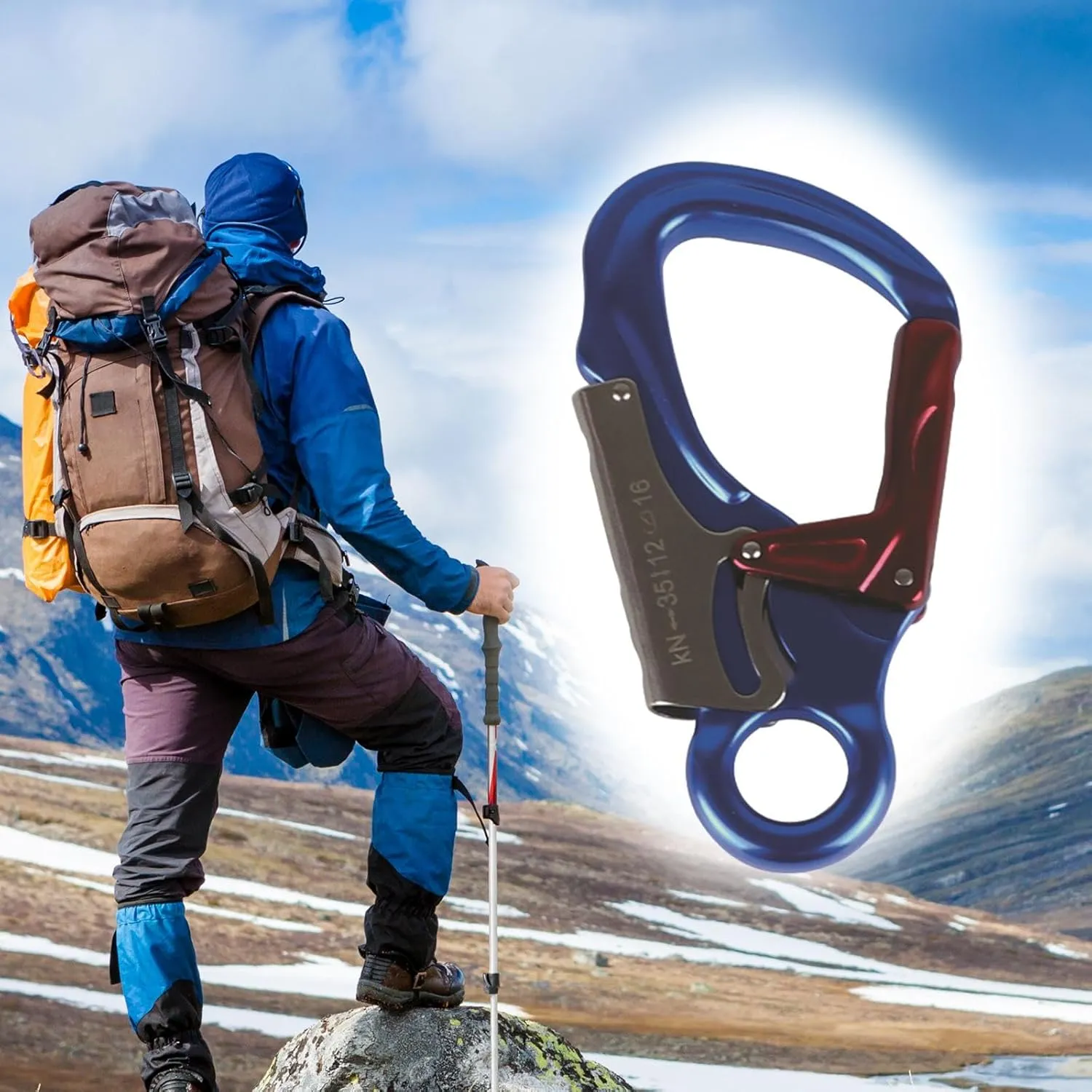 Aluminum Alloy Carabiner Clip with Double Locking Mechanism for Camping
