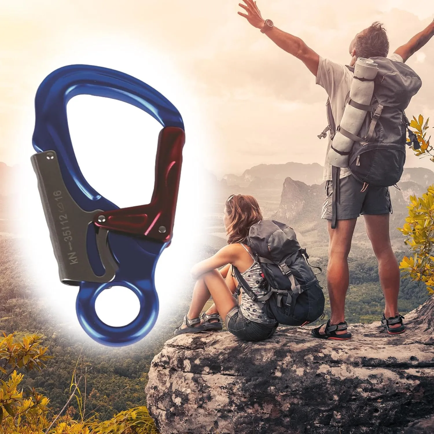 Aluminum Alloy Carabiner Clip with Double Locking Mechanism for Camping