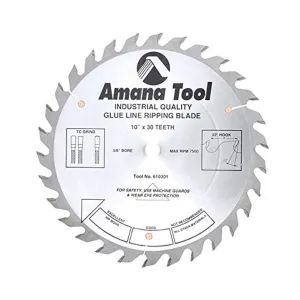 Amana Tool - 610301 Carbide Tipped Glue Line Ripping 10" Dia x 30T Tcg, 22 Deg, 5/8 BO