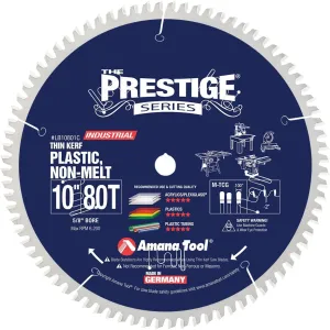 Amana Tool LB10801C Carbide Tipped Prestige Non-Melt Plastic 10 Inch D x 80T M-TCG, -2 Deg, 5/8 Bore Circular Saw Blade
