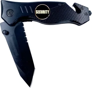 AMERICA'S FRONT LINE Security Enforcement Officer Agent 3-in-1 Tactical Rescue tool knife with Seatbelt Cutter Steel Serrated Blade Glass