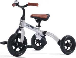 Ancaixin 3 in 1 Toddler Tricycles for 2-5 Years Old Boys Girls with Adjustable Seat Detachable Pedal and Bell, Foldable Baby Balance Bike Riding Toys, Kids Birthday Christmas New Year Gift (Silver)