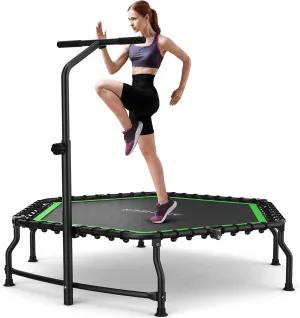 ANCHEER 50" Rebounder Trampoline for Adults- 2025 Foldable Mini Trampoline with Bar- Exercise Trampoline for Adults, Max Load 450lbs/550lbs, for Indoor/Garden Workout