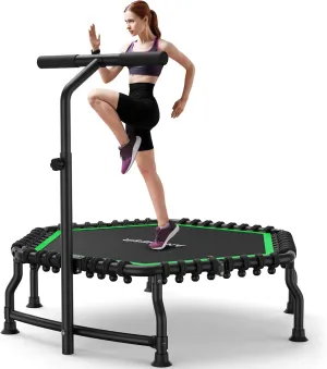 ANCHEER 50" Rebounder Trampoline for Adults- 2025 Foldable Mini Trampoline with Bar- Exercise Trampoline for Adults, Max Load 560lbs, for Indoor/Garden Workout