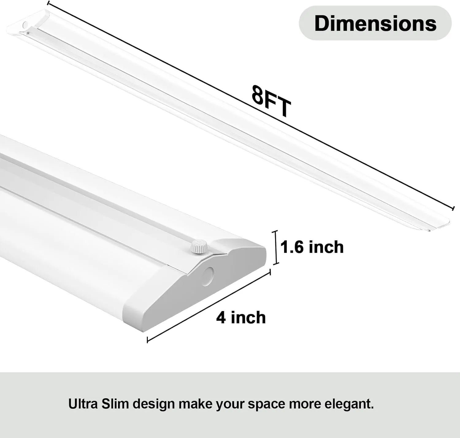 ANTLUX 8FT LED Shop Light 110W [6-lamp T8 Fluorescent Equiv.], Compact 8 Foot Strip Lights, 12500LM, 6000K, Commercial Grade Flush Mount Ultra Slim LED Wraparound for Garage Office Warehouse, 2 Pack