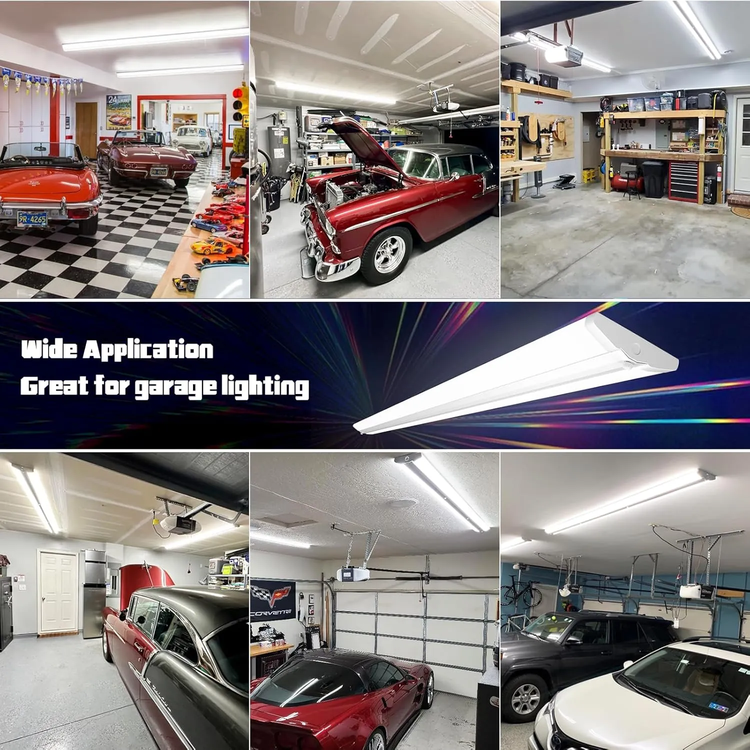 ANTLUX 8FT LED Shop Light 110W [6-lamp T8 Fluorescent Equiv.], Compact 8 Foot Strip Lights, 12500LM, 6000K, Commercial Grade Flush Mount Ultra Slim LED Wraparound for Garage Office Warehouse, 2 Pack