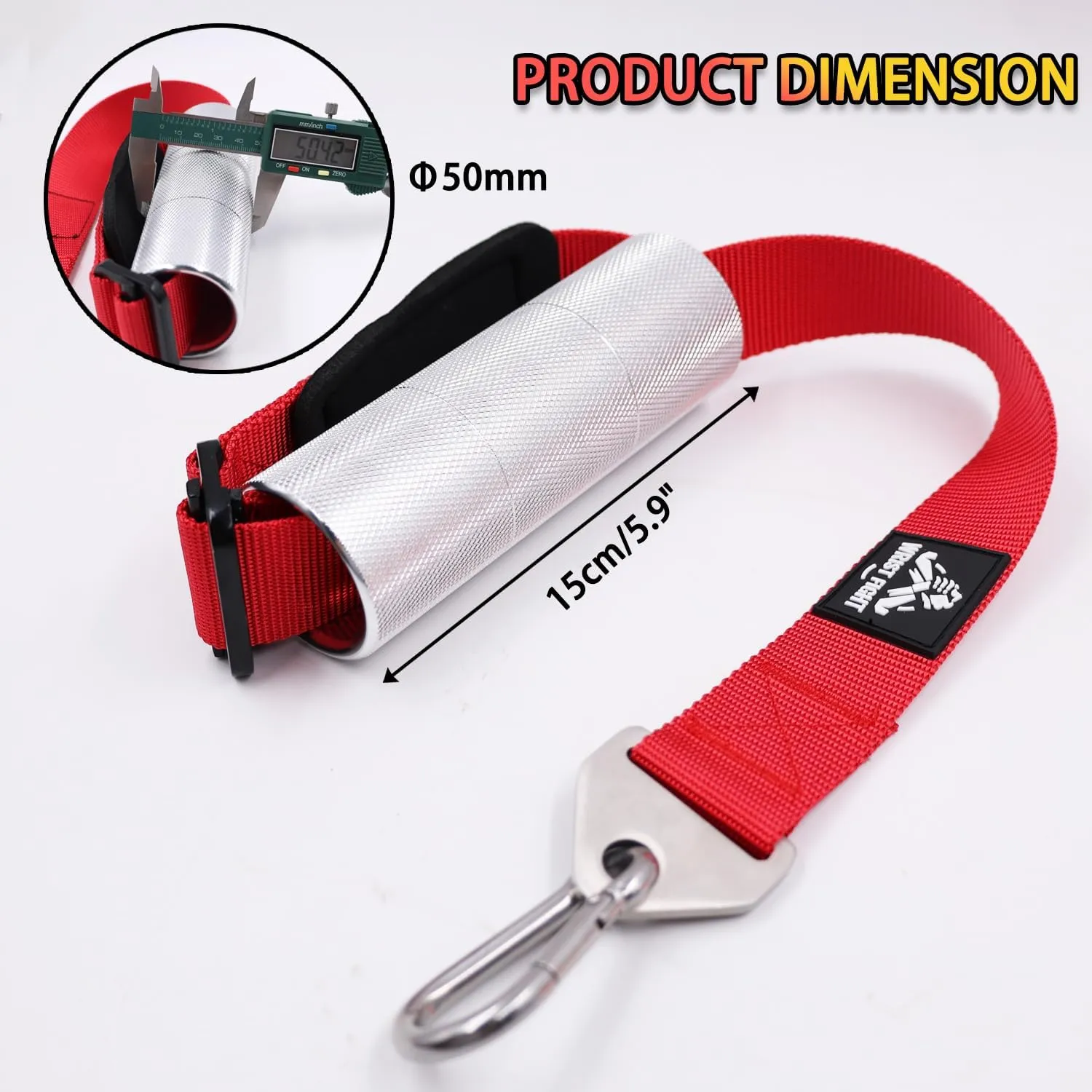 Arm Wrestling Training Handle – 2-Inch Aluminum Grip for Enhanced Pronation Strength, with Heavy-Duty Strap, Carabiner, and Storage Bag
