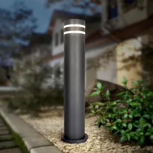 ASD 24 Inch Round Bollard Light Fixture | 60W E26 Socket 120V | Dimmable, Waterproof, LED/CFL/Incandescent Bulbs Compatible, ETL Listed | Outdoor Floor Lantern, Landscape Lighting | Black, 4 Pack