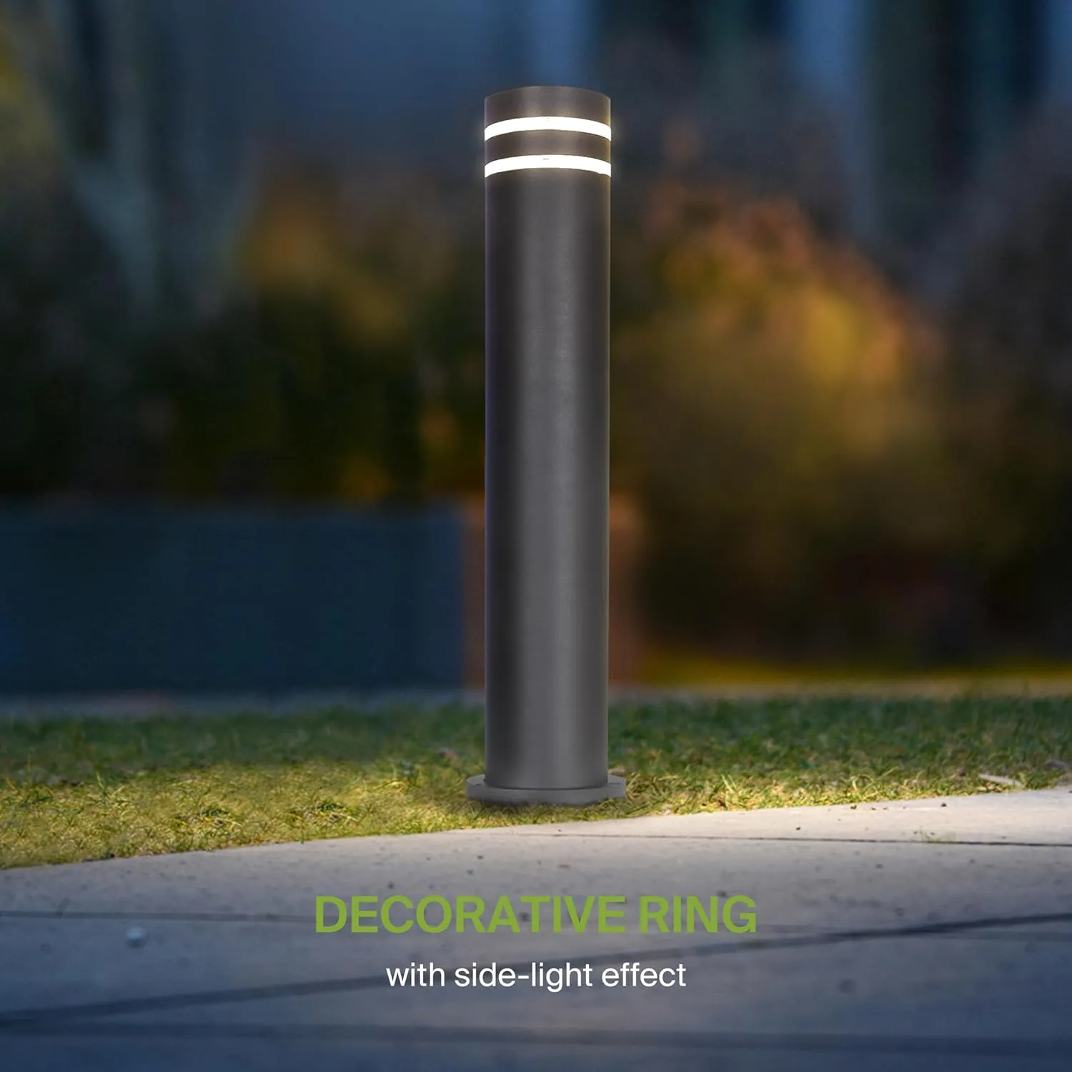 ASD 24 Inch Round Bollard Light Fixture | 60W E26 Socket 120V | Dimmable, Waterproof, LED/CFL/Incandescent Bulbs Compatible, ETL Listed | Outdoor Floor Lantern, Landscape Lighting | Black, 4 Pack