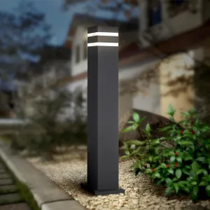 ASD 24 Inch Square Bollard Light Fixture | 60W E26 Socket 120V | Dimmable, Waterproof, LED/CFL/Incandescent Bulbs Compatible, ETL Listed | Outdoor Floor Lantern, Landscape Lighting | Black, 4 Pack