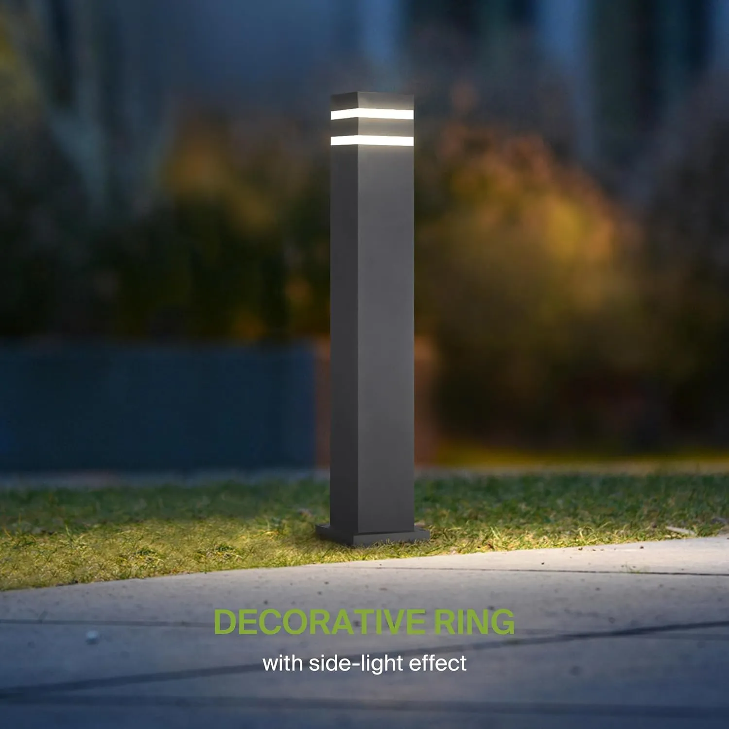 ASD 24 Inch Square Bollard Light Fixture | 60W E26 Socket 120V | Dimmable, Waterproof, LED/CFL/Incandescent Bulbs Compatible, ETL Listed | Outdoor Floor Lantern, Landscape Lighting | Black, 4 Pack