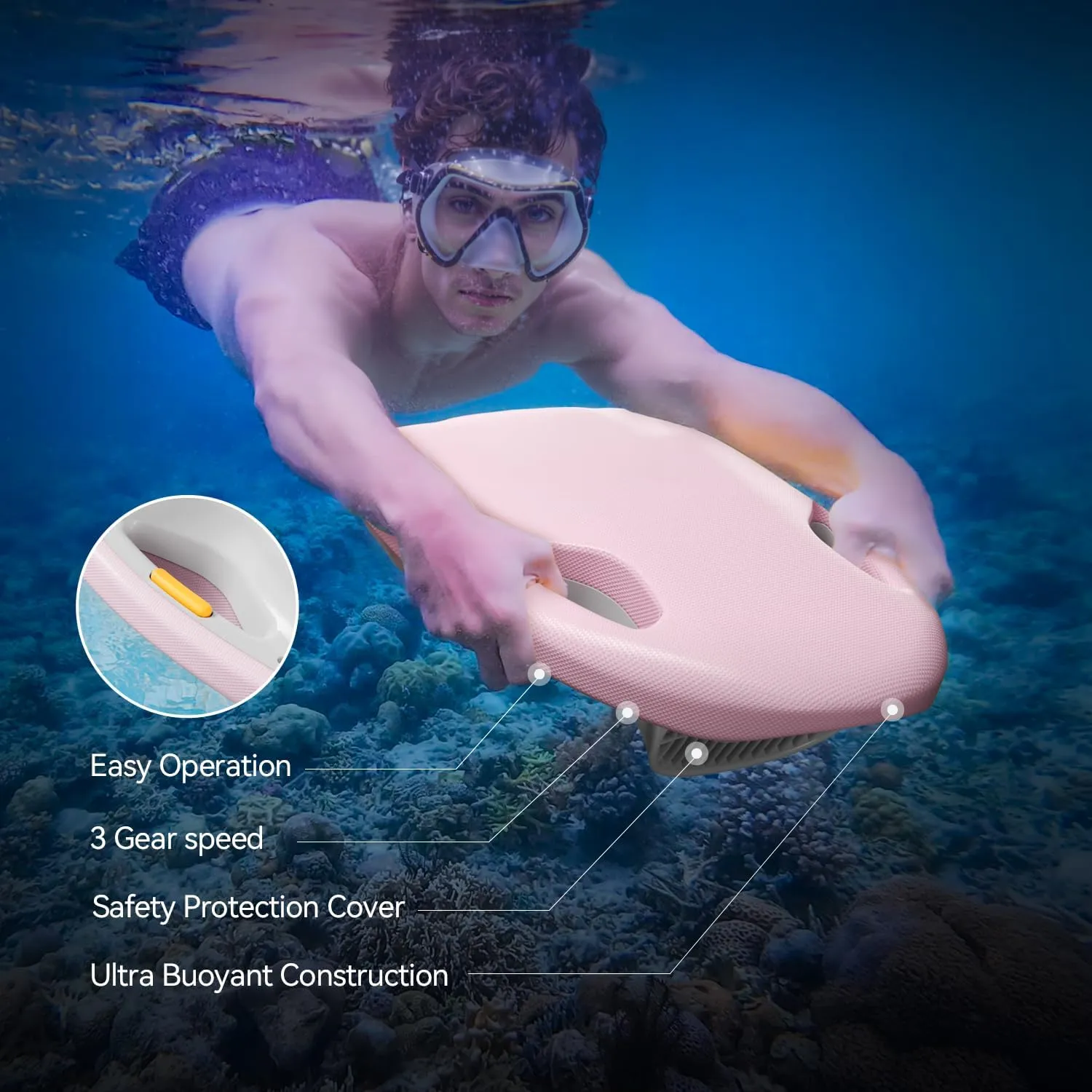 Asiwo Swimming Kickboard Electirc, Swim Training Kickboard 3 Speed Water Sports Swimming Pool Board for Adults Kids