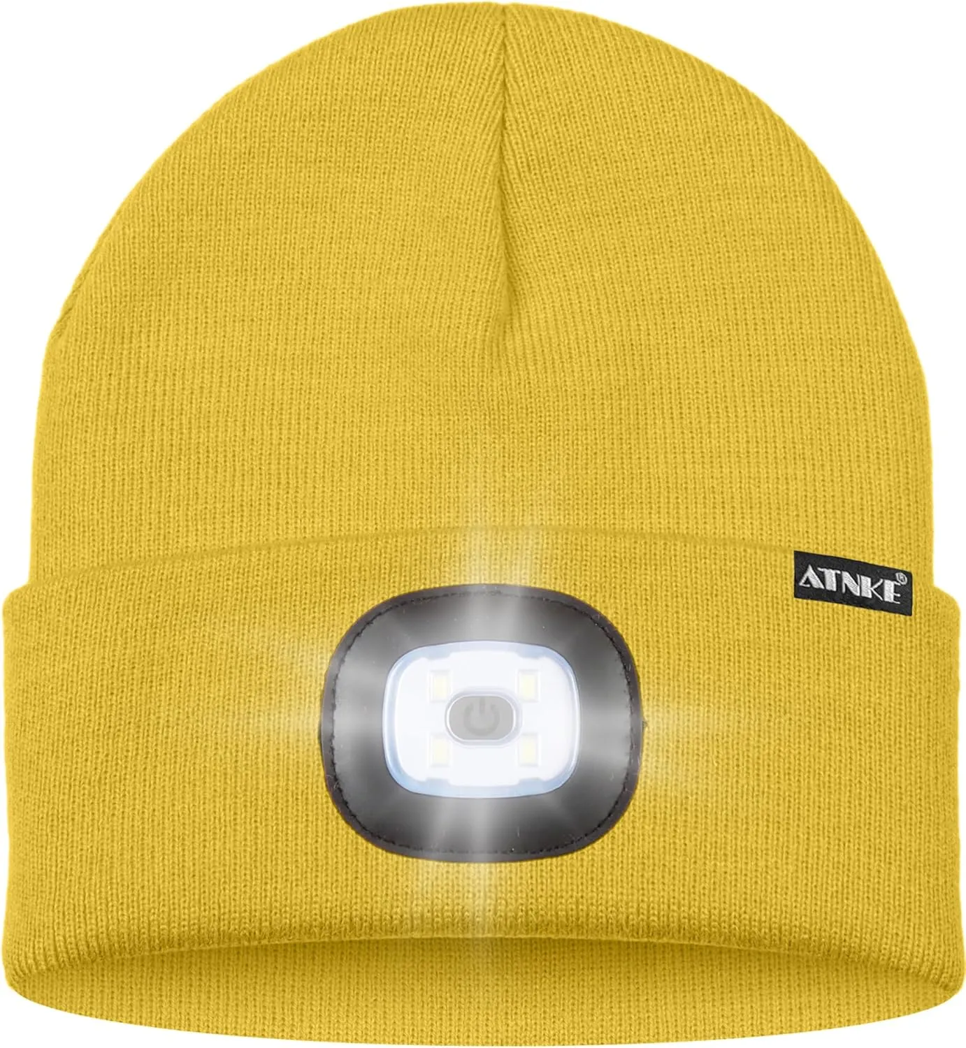 ATNKE 2Pcs LED Lighted Beanie Hat,USB Rechargeable 4 LED Running Headlamp Bright Cap with Light Gifts for Men and Women