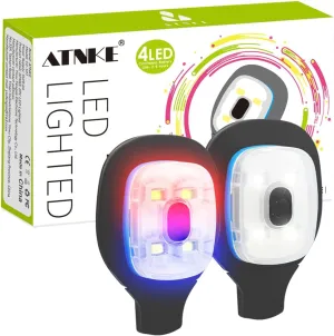 ATNKE USB Rechargeable LED Replacement Lights for Lighted Beanie Hat Lamp Red and Blue Flashing Alarm Waterproof Light/White/Red and Blue Light/2PC