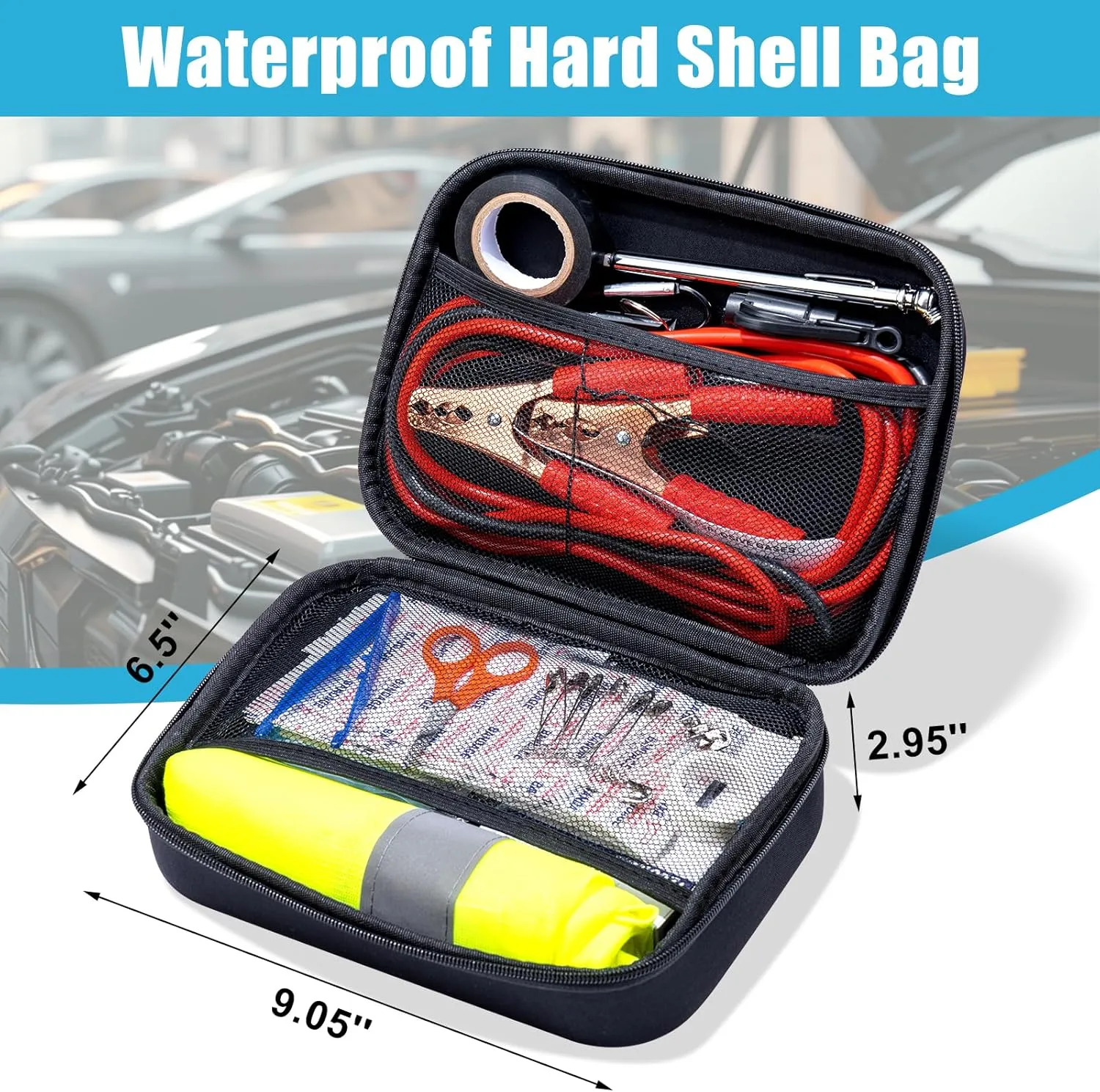 AUTODECO Car Roadside Emergency Kit, Car Safety Kit for Men Portable Car Kits for Emergency, Blue