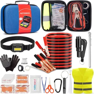 AUTODECO Car Roadside Emergency Kit, Car Safety Kit for Men Portable Car Kits for Emergency, Blue