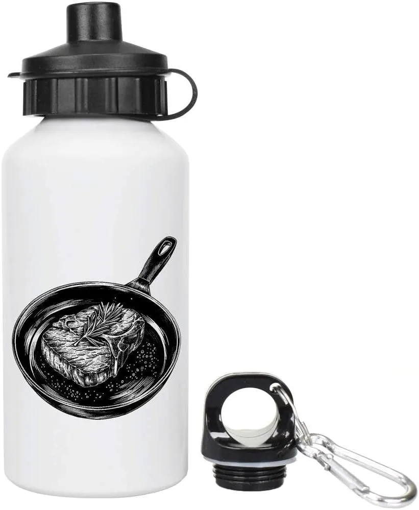 Azeeda 400ml 'Steak in a Frying Pan' Kids Reusable Water/Drinks Bottle (WT00070971)