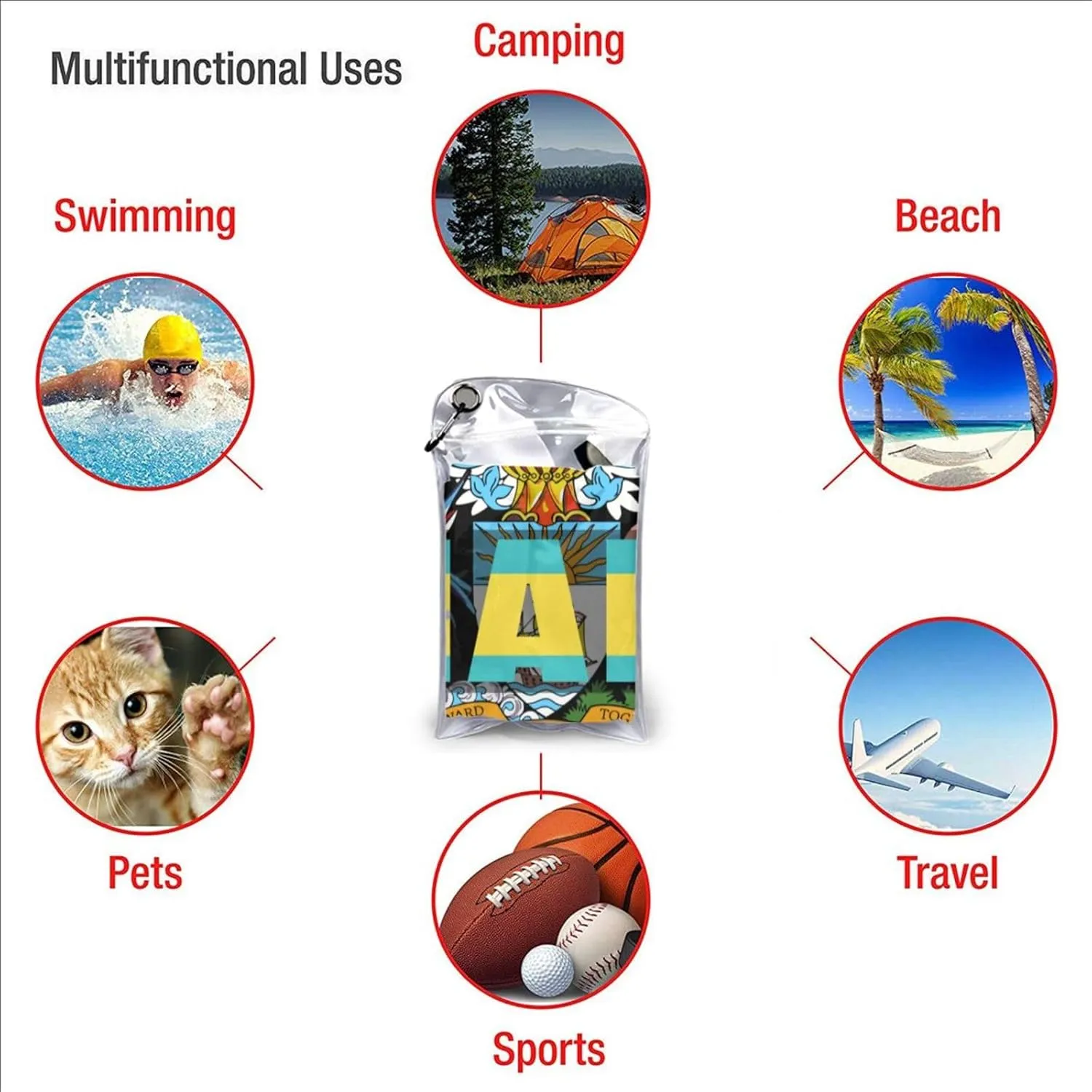 Bahamas Emblem and Flag Beach Towels for Women Men 31 x 63 inches Bath Towel with Travel Bag Quick Dry Swim Towels for Sport Gift