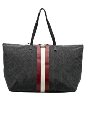 Bally Foldable Monogram Nylon Tote Bag Anthracite Multi