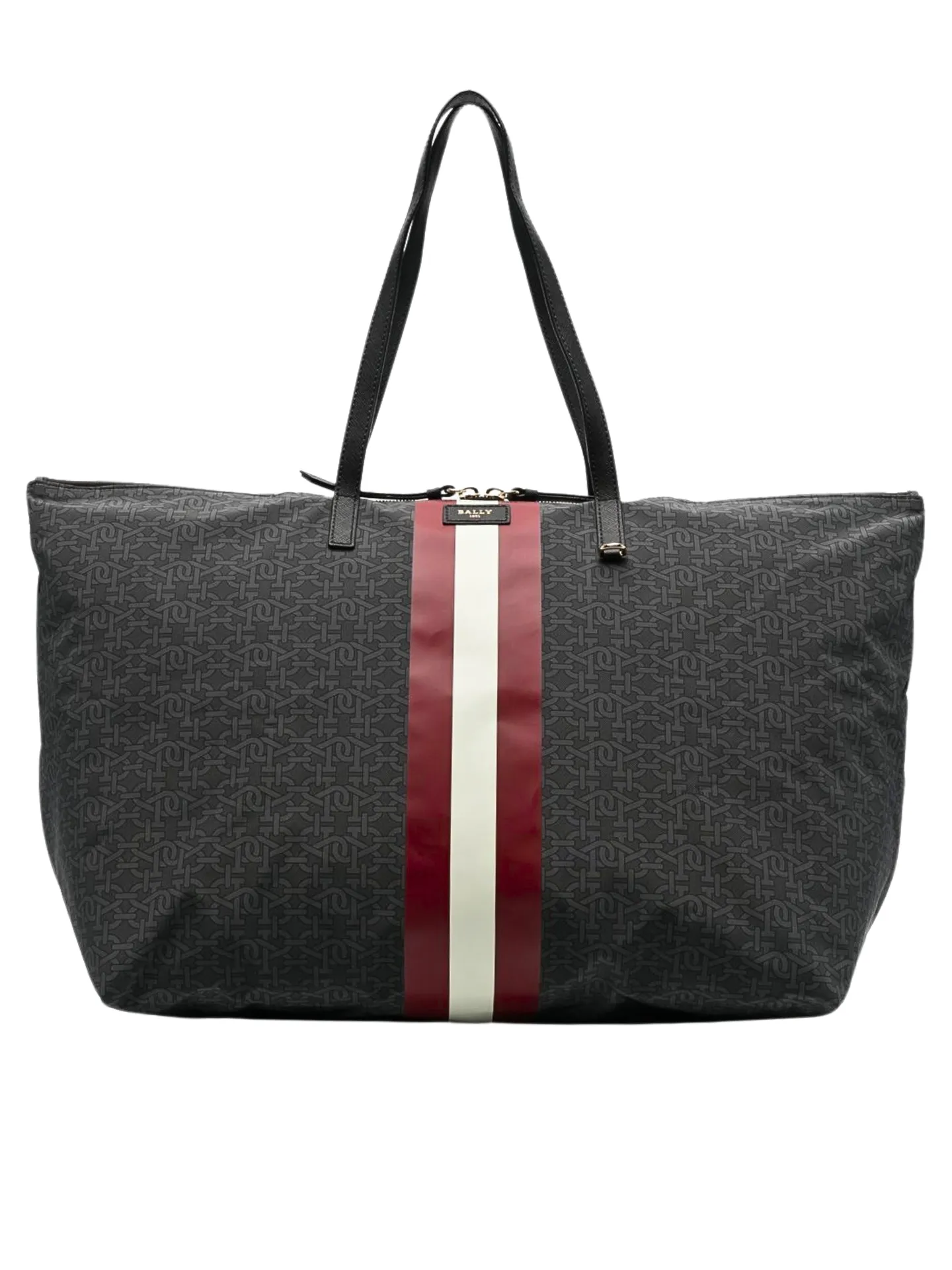 Bally Foldable Monogram Nylon Tote Bag Anthracite Multi