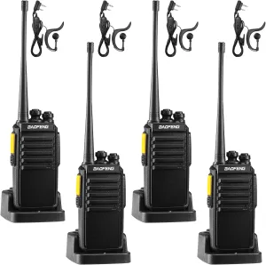 BAOFENG V1D Walkie Talkies for Adults, Long Range UHF Two Way Radio Business Radio with USB-C Rechargeable Battery, Earpieces, Noise Reduction, Radio Sync, Privacy Encryption, VOX [4 Packs]