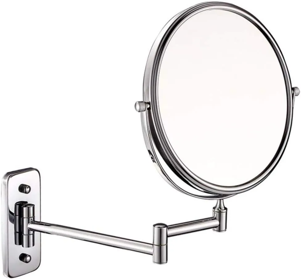 Bathroom Mirror Makeup Vanity Mirror,Two-Sided Wall Mounted Beauty Mirror Multiple Magnification Bathroom Mirror 360° Swivel Extendable Cosmetic Mirror,5X (5X 6inch Silver)