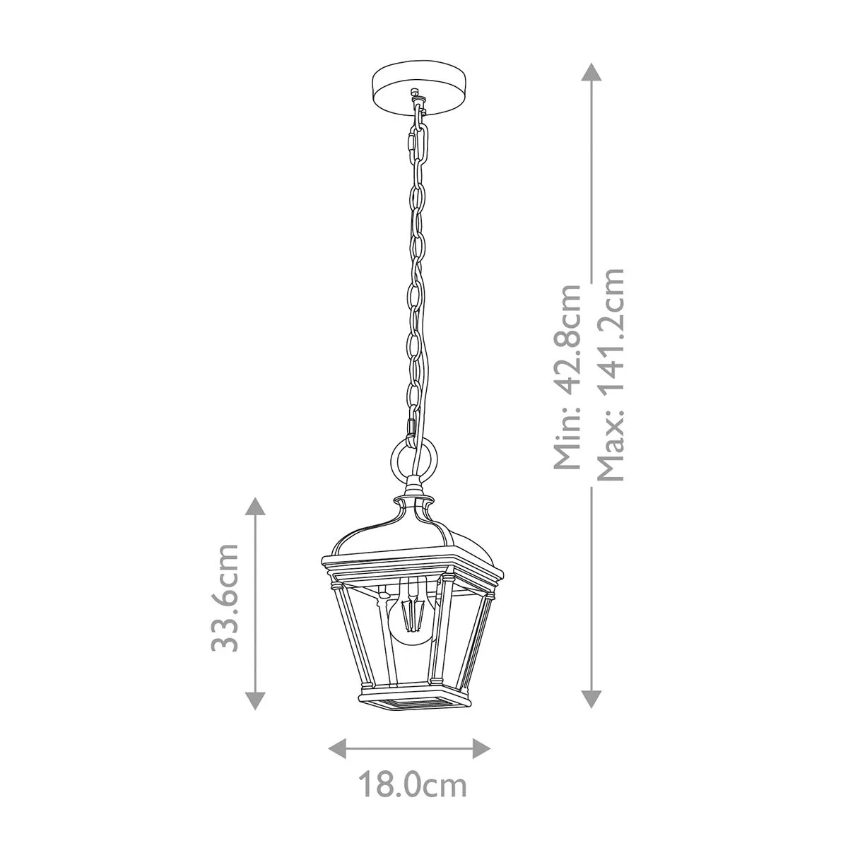 Bayview 1 Light Medium Chain Lantern  | Black