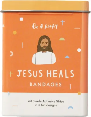 Be A Heart Original Jesus Heals Bandages, Kids Adhesive Bandages, Band-Aid for Kids (2 Bandage Tins)