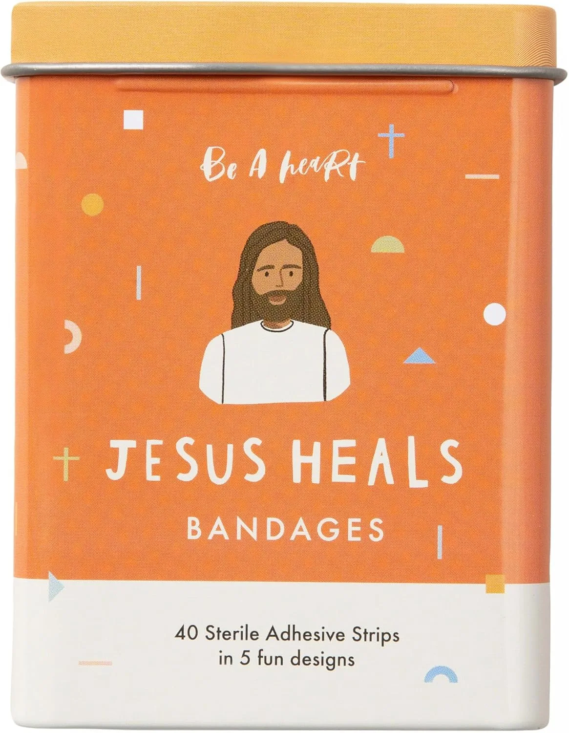 Be A Heart Original Jesus Heals Bandages, Kids Adhesive Bandages, Band-Aid for Kids (2 Bandage Tins)