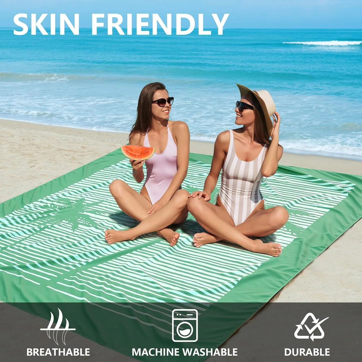 Beach Blanket Waterproof Sandproof Beach Mat 79" X 83" /10'x9'for 2-8 Adults Quick Drying Outdoor Picnic Mat Beach Accessories for Travel, Camping, Hiking