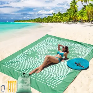 Beach Blanket Waterproof Sandproof Beach Mat 79" X 83" /10'x9'for 2-8 Adults Quick Drying Outdoor Picnic Mat Beach Accessories for Travel, Camping, Hiking
