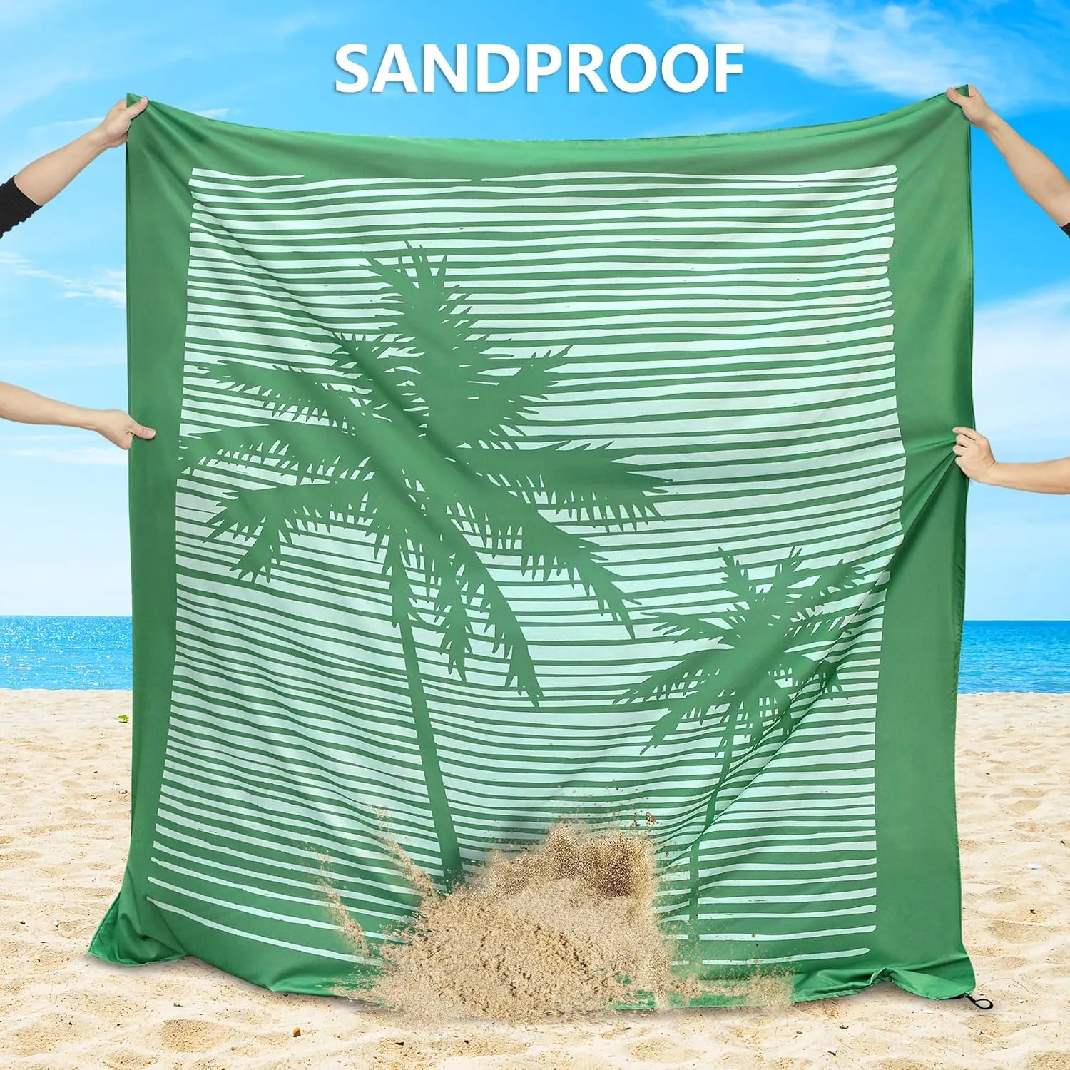 Beach Blanket Waterproof Sandproof Beach Mat 79" X 83" /10'x9'for 2-8 Adults Quick Drying Outdoor Picnic Mat Beach Accessories for Travel, Camping, Hiking