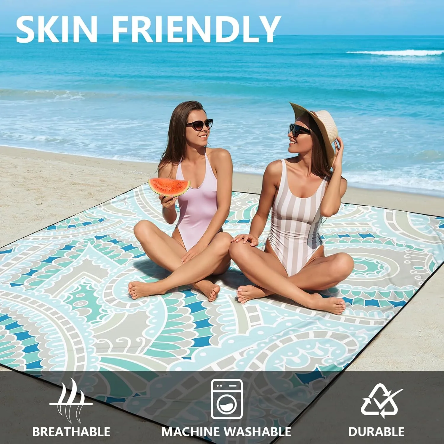 Beach Blanket Waterproof Sandproof Extra Large Oversize Beach Mat Quick Drying Comfort Lightweight Outdoor Picnic Mat for Travel, Hiking, Camping.