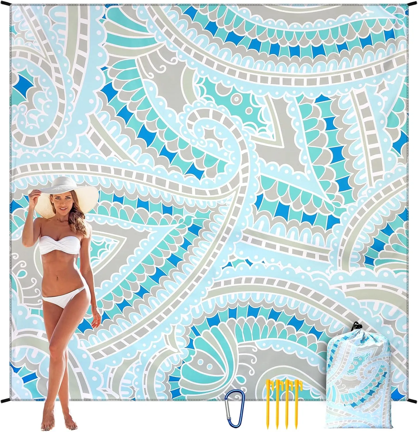 Beach Blanket Waterproof Sandproof Extra Large Oversize Beach Mat Quick Drying Comfort Lightweight Outdoor Picnic Mat for Travel, Hiking, Camping.