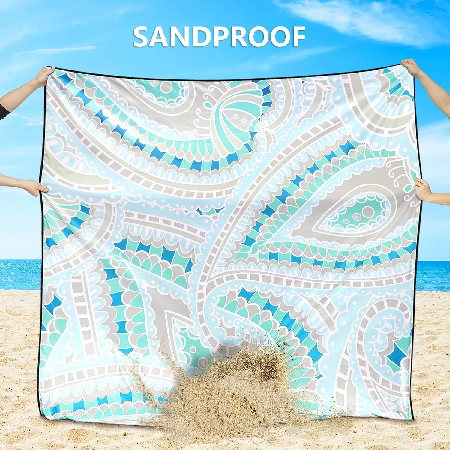 Beach Blanket Waterproof Sandproof Extra Large Oversize Beach Mat Quick Drying Comfort Lightweight Outdoor Picnic Mat for Travel, Hiking, Camping.