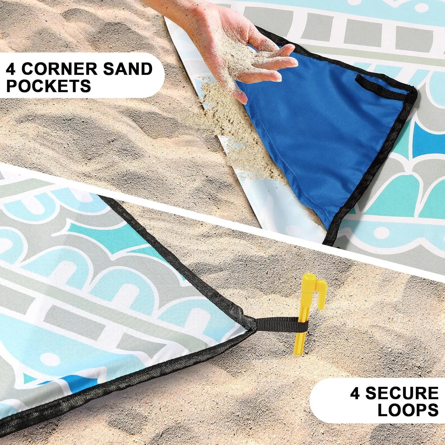 Beach Blanket Waterproof Sandproof Extra Large Oversize Beach Mat Quick Drying Comfort Lightweight Outdoor Picnic Mat for Travel, Hiking, Camping.