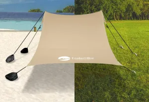 Beach Canopy Windproof Design, Sun Shelter UPF50  Portable Family Tent with 6 Sandbags Anchors 8x8 FT 2 Pole Pop Up Outdoor Shelter for Beach, Camping, Fishing, Backyard