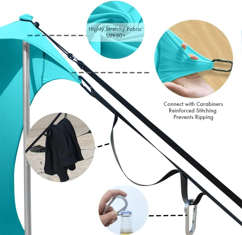 Beach Shade Windproof Design, Sun Shelter UPF50  Portable Family Tent with 6 Sandbags Anchors 7x7 FT 2 Pole Pop Up Outdoor Shelter for Beach, Camping, Fishing, Backyard and Picnics