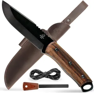 BeaverCraft Bushcraft Knife Camping Knife Survival Knife with Fire Starter - Camp Knife Fixed Blade Knife with Sheath Bush Knife Full Tang Carbon Steel - Outdoor Knife, Hiking Knife BSH4F