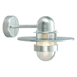 Bergen 1 Light Wall Lantern - Galvanised | Galvanised