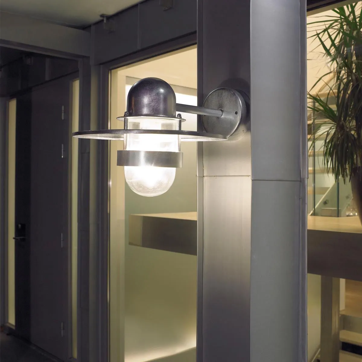 Bergen 1 Light Wall Lantern - Galvanised | Galvanised
