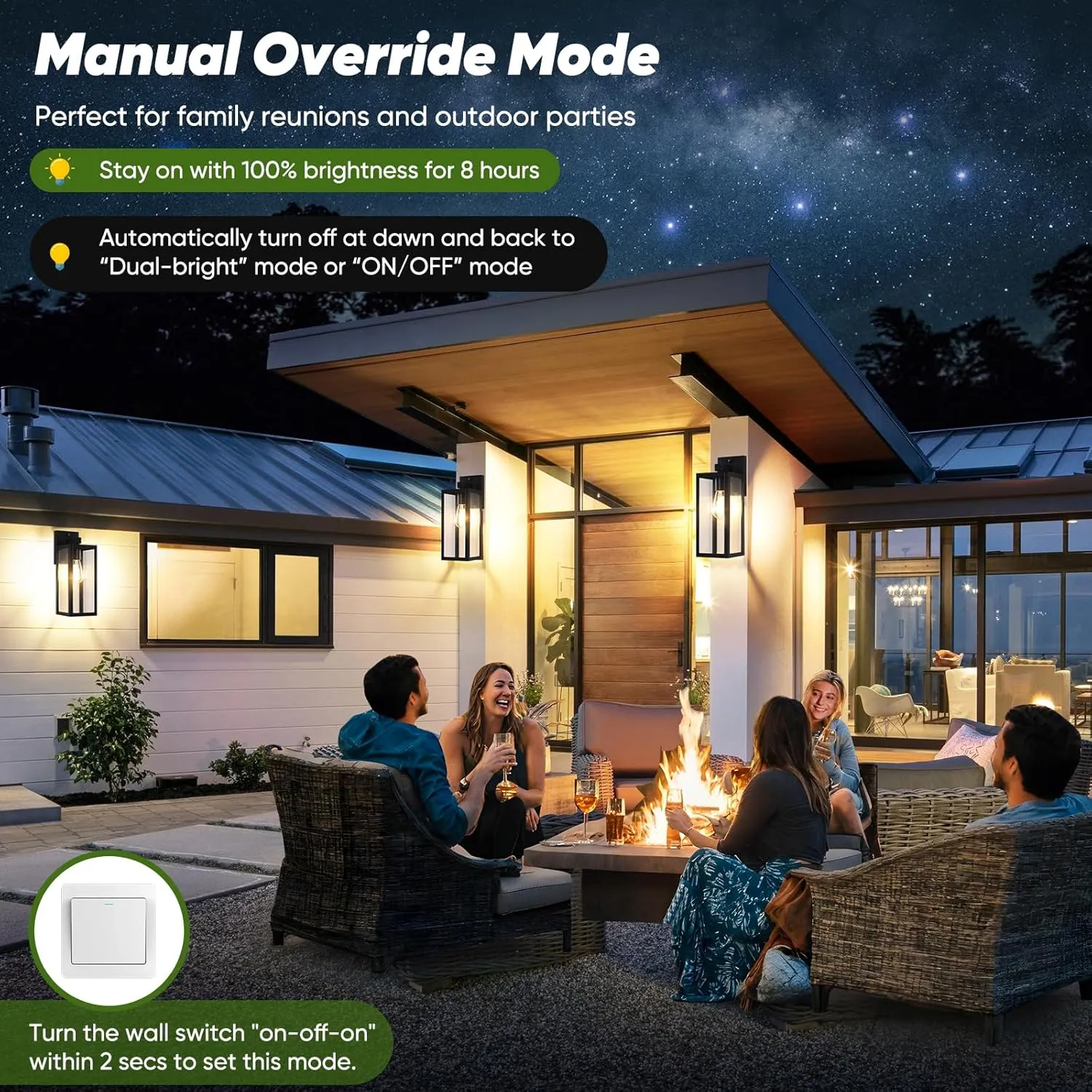 BesLowe Upgraded Motion Sensor Outdoor Wall Lights, 15” Dusk to Dawn Porch Lights Outdoor Wall Sconce Lanterns, 3 Lighting Modes Exterior Lighting Fixtures, Black Outside Lights for House, 2-Pack