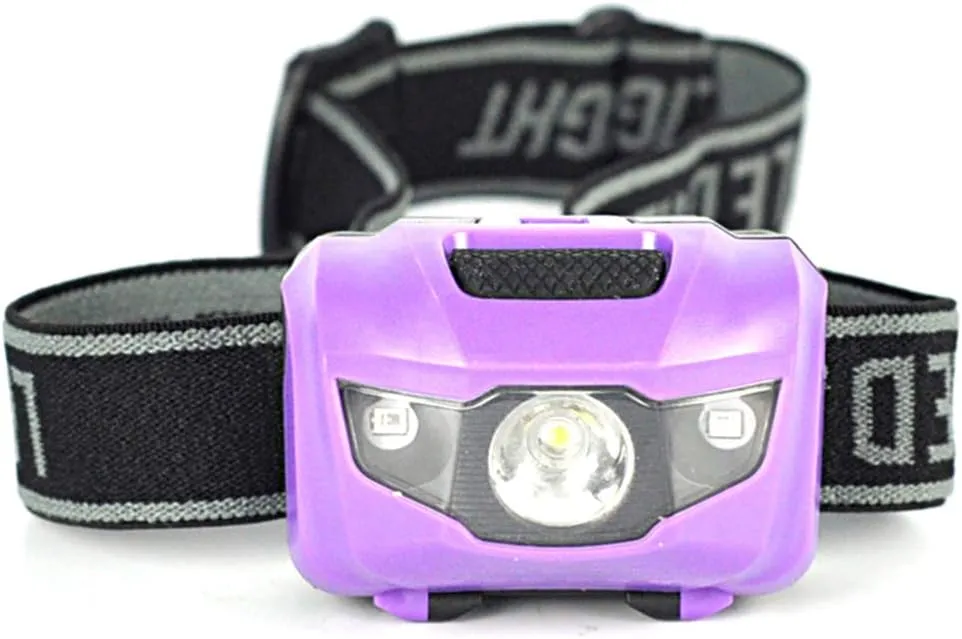 BESPORTBLE 3W Fishing Headlamp Waterproof Headlight Flashlight Headlight 120 Lumens 4 Lighting Modes for Running Hiking Camping Reading Fishing Hunting Jogging (Purple)